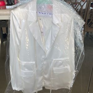 White satin blazer